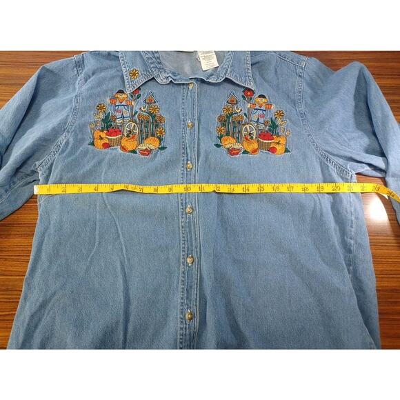 Vintage Bobbie Brooks Halloween Scarecrow Pumpkins Embroidered Fall Autumn XL - Picture 4 of 10